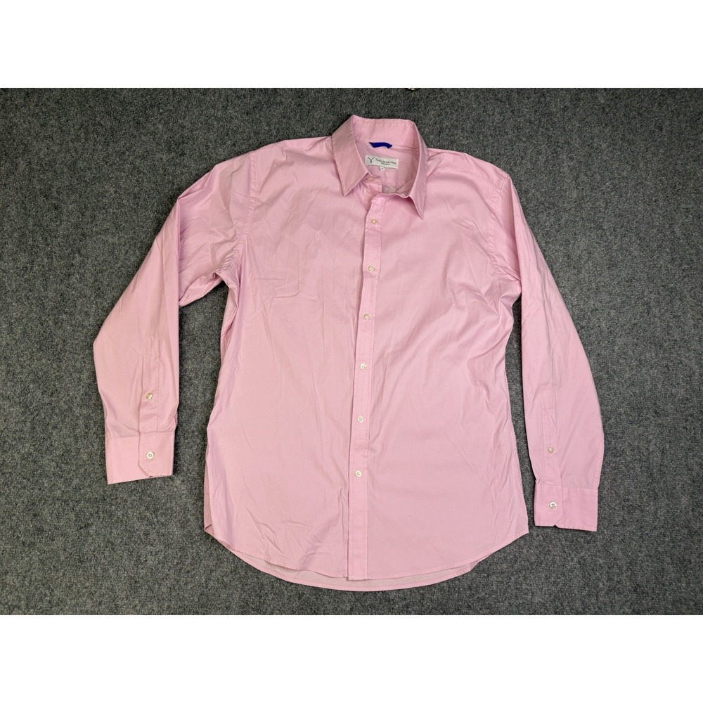 Men's Teddy Stratford Pink Zip Fit Button Up Dress Shirt Size 4 Large NYC